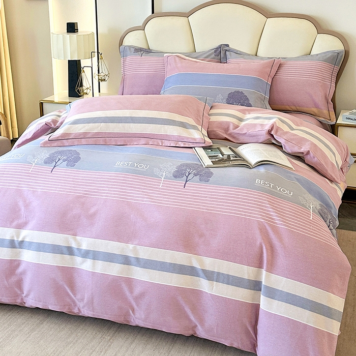 91家纺网 家纺一手货源 找家纺 橘姿 2025新款100%加厚全棉四件套纯棉四件套磨毛四件套礼盒装（控价不低于170） 树影情怀粉