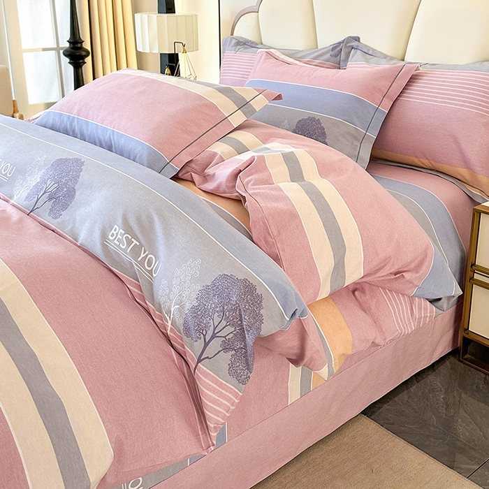 91家纺网 家纺一手货源 找家纺 橘姿 2025新款100%加厚全棉四件套纯棉四件套磨毛四件套礼盒装（控价不低于170） 树影情怀粉