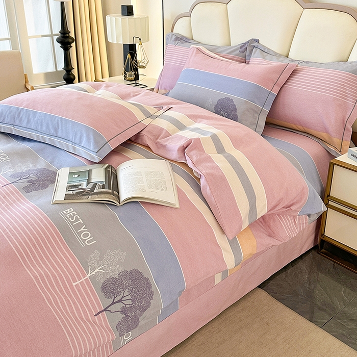 91家纺网 家纺一手货源 找家纺 橘姿 2025新款100%加厚全棉四件套纯棉四件套磨毛四件套礼盒装（控价不低于170） 树影情怀粉