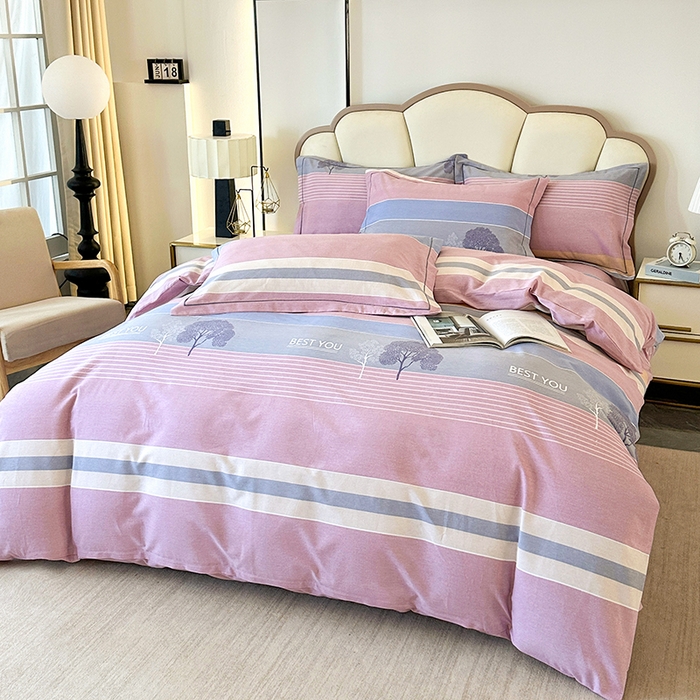 91家纺网 家纺一手货源 找家纺 橘姿 2025新款100%加厚全棉四件套纯棉四件套磨毛四件套礼盒装（控价不低于170） 树影情怀粉