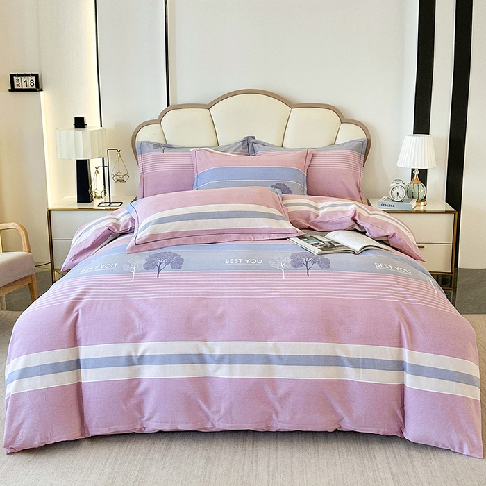 橘姿 2025新款100%加厚全棉四件套纯棉四件套磨毛四件套礼盒装（控价不低于170） 树影情怀粉