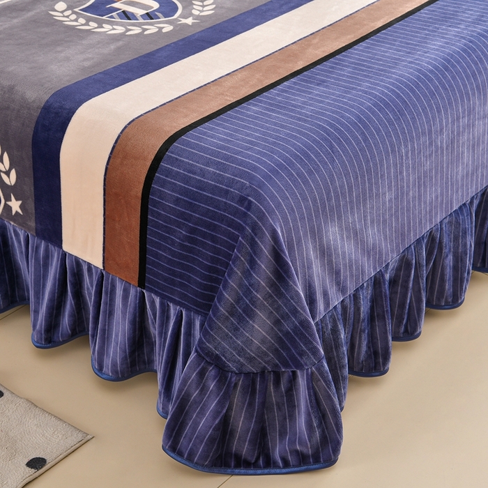 91家纺网 家纺一手货源 找家纺 赫本 2025新品8斤爆品牛奶绒四件套床裙款金雕绒法莱绒四套件 简希