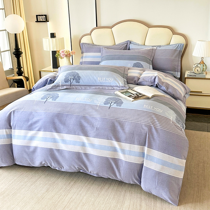 91家纺网 家纺一手货源 找家纺 橘姿 2025新款100%加厚全棉四件套纯棉四件套磨毛四件套礼盒装（控价不低于170） 树影情怀蓝