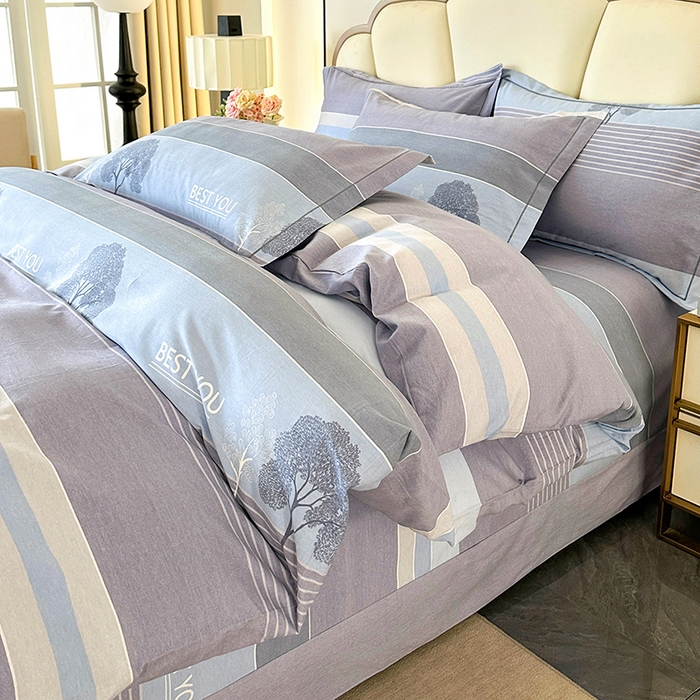 91家纺网 家纺一手货源 找家纺 橘姿 2025新款100%加厚全棉四件套纯棉四件套磨毛四件套礼盒装（控价不低于170） 树影情怀蓝