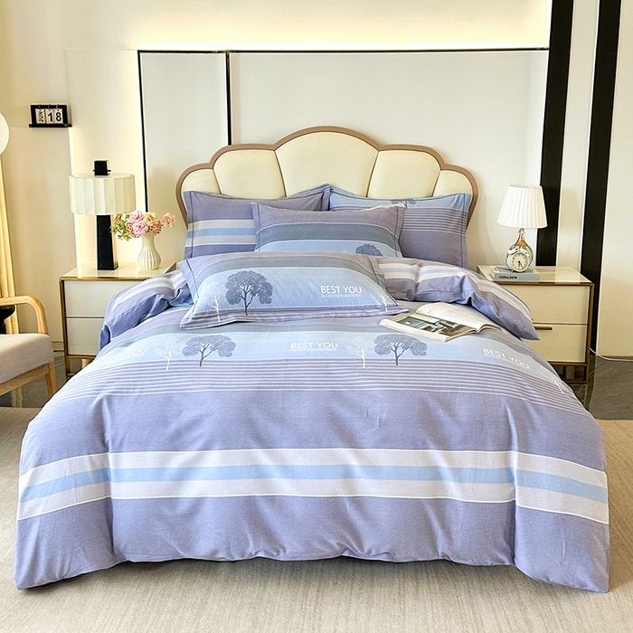 91家纺网 家纺一手货源 找家纺 橘姿 2025新款100%加厚全棉四件套纯棉四件套磨毛四件套礼盒装（控价不低于170） 树影情怀蓝