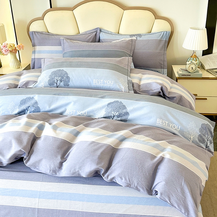 91家纺网 家纺一手货源 找家纺 橘姿 2025新款100%加厚全棉四件套纯棉四件套磨毛四件套礼盒装（控价不低于170） 树影情怀蓝