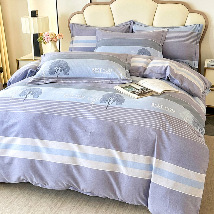 91家纺网 家纺一手货源 找家纺 橘姿 2025新款100%加厚全棉四件套纯棉四件套磨毛四件套礼盒装（控价不低于170） 树影情怀蓝