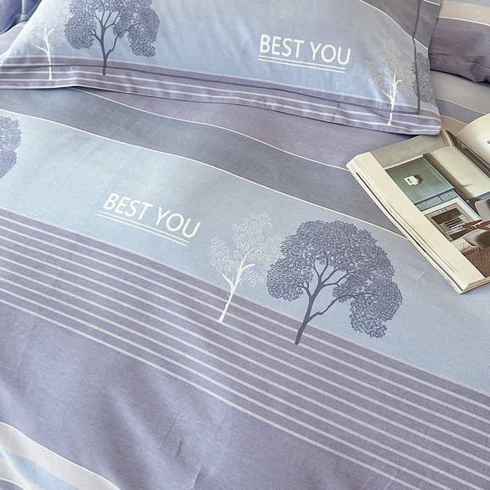 91家纺网 家纺一手货源 找家纺 橘姿 2025新款100%加厚全棉四件套纯棉四件套磨毛四件套礼盒装（控价不低于170） 树影情怀蓝