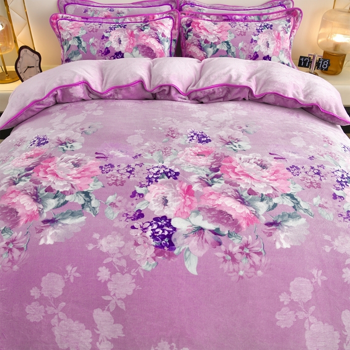 91家纺网 家纺一手货源 找家纺 赫本 2025新品8斤爆品牛奶绒四件套床裙款金雕绒法莱绒四套件 丽芙