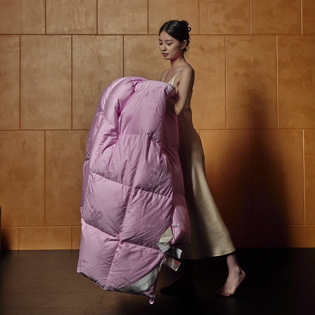 暖羽屋羽绒馆 2025新款羽毛被子 95白鹅绒丝被芯  羽绒被 加厚冬被 雅馨 粉色