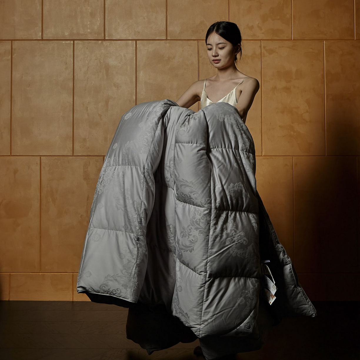 暖羽屋羽绒馆 2025新款羽毛被子 95白鹅绒丝被芯  羽绒被 加厚冬被 雅馨 灰色