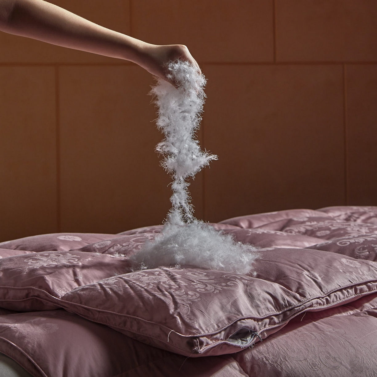 91家纺网 家纺一手货源 找家纺 暖羽屋羽绒馆 2025新款羽毛被子 95白鹅绒丝被芯  羽绒被 加厚冬被 雅馨 浅棕