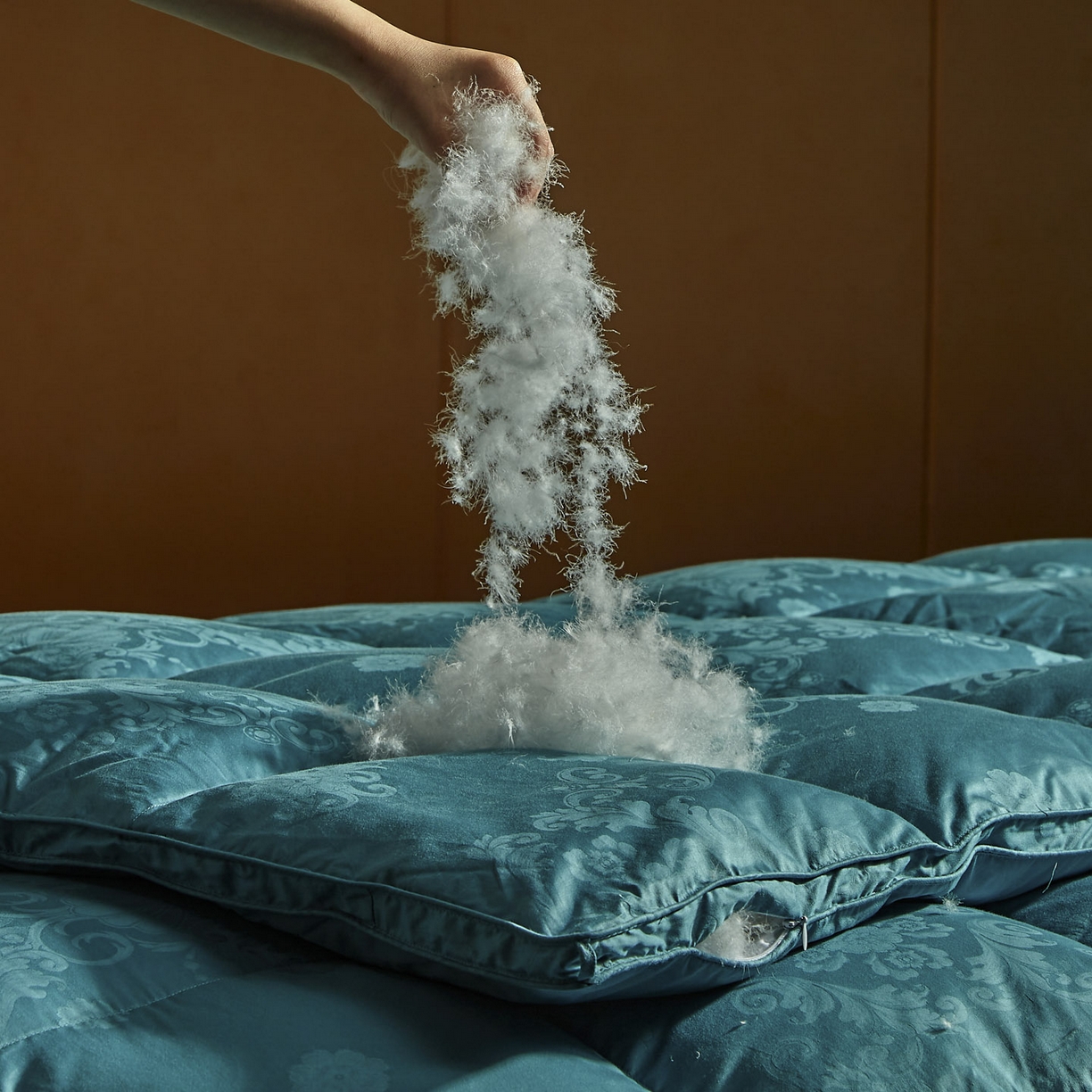 91家纺网 家纺一手货源 找家纺 暖羽屋羽绒馆 2025新款羽毛被子 95白鹅绒丝被芯  羽绒被 加厚冬被 雅馨 青蓝