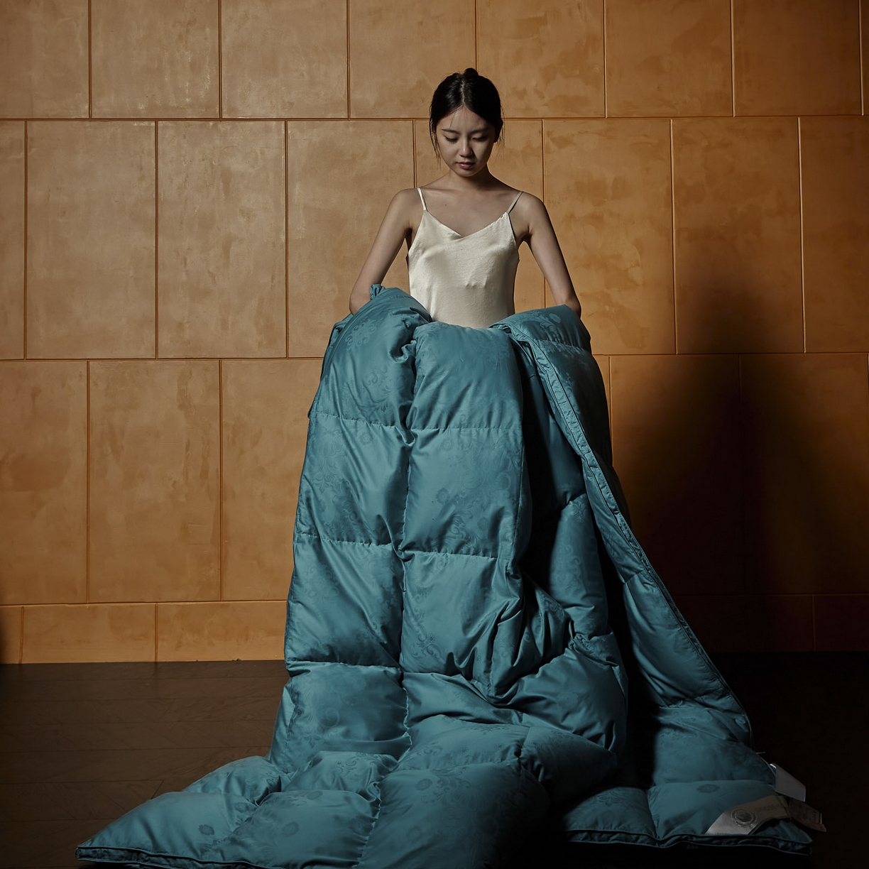 暖羽屋羽绒馆 2025新款羽毛被子 95白鹅绒丝被芯  羽绒被 加厚冬被 雅馨 青蓝