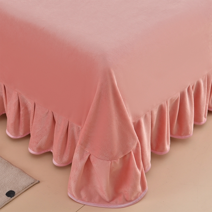 91家纺网 家纺一手货源 找家纺 赫本 2025新品8斤爆品牛奶绒四件套床裙款金雕绒法莱绒四套件 苏珊