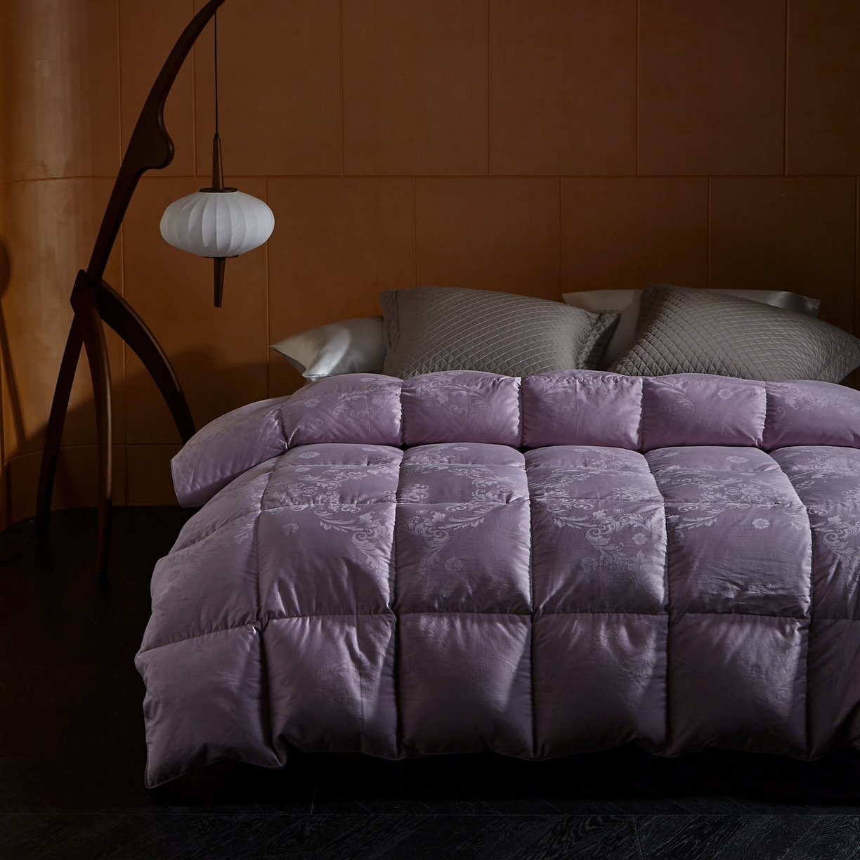 91家纺网 家纺一手货源 找家纺 暖羽屋羽绒馆 2025新款羽毛被子 95白鹅绒丝被芯  羽绒被 加厚冬被 雅馨 紫色