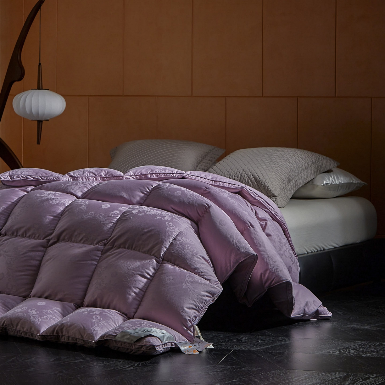 91家纺网 家纺一手货源 找家纺 暖羽屋羽绒馆 2025新款羽毛被子 95白鹅绒丝被芯  羽绒被 加厚冬被 雅馨 紫色