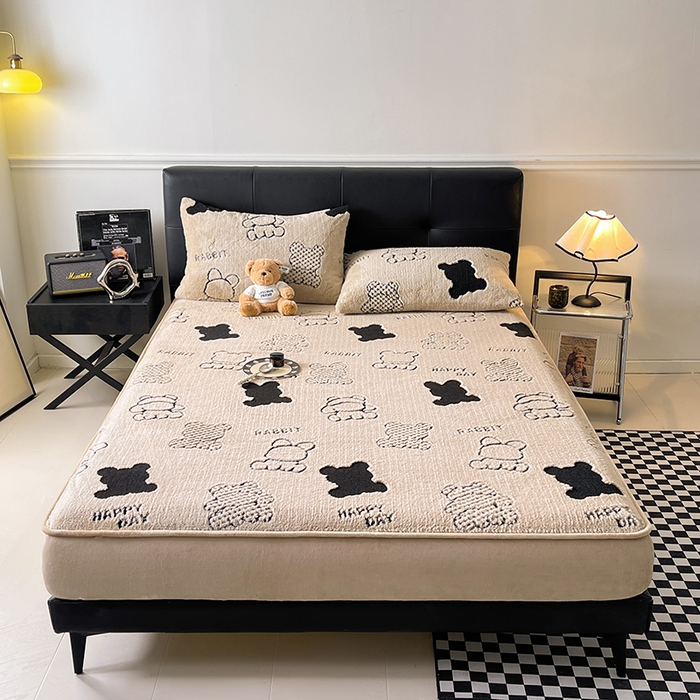 91家纺网 家纺一手货源 找家纺 （总）欧邦 2025新款阳离子舒棉绒牛奶绒床笠单床笠床笠单件-可可熊