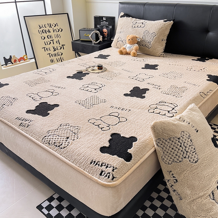 91家纺网 家纺一手货源 找家纺 （总）欧邦 2025新款阳离子舒棉绒牛奶绒床笠单床笠床笠单件-可可熊