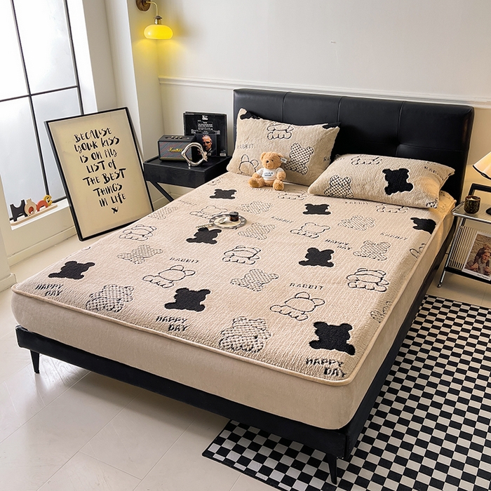 91家纺网 家纺一手货源 找家纺 （总）欧邦 2025新款阳离子舒棉绒牛奶绒床笠单床笠床笠单件-可可熊