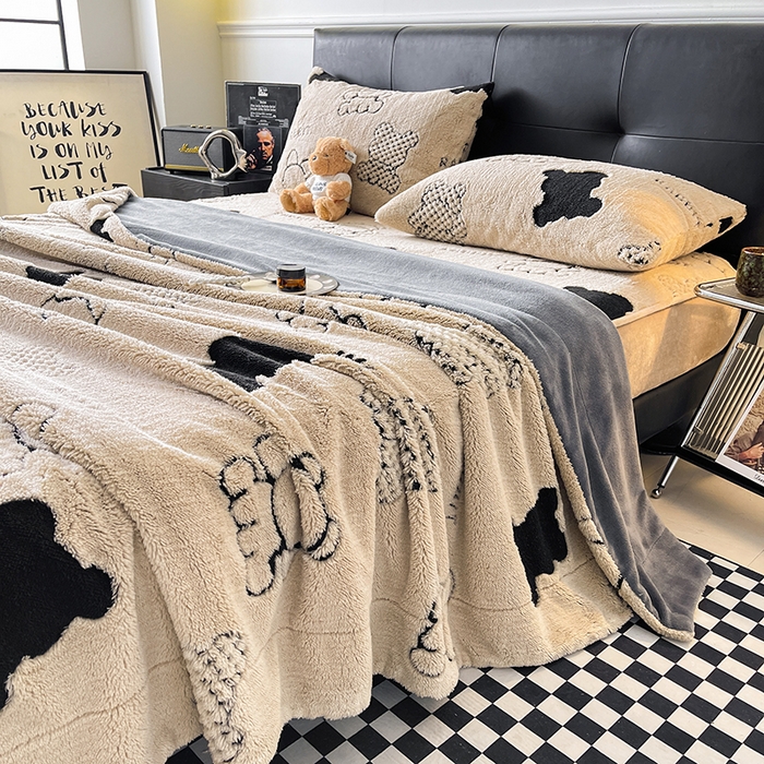 91家纺网 家纺一手货源 找家纺 （总）欧邦 2025新款阳离子舒棉绒牛奶绒床笠单床笠床笠单件-可可熊