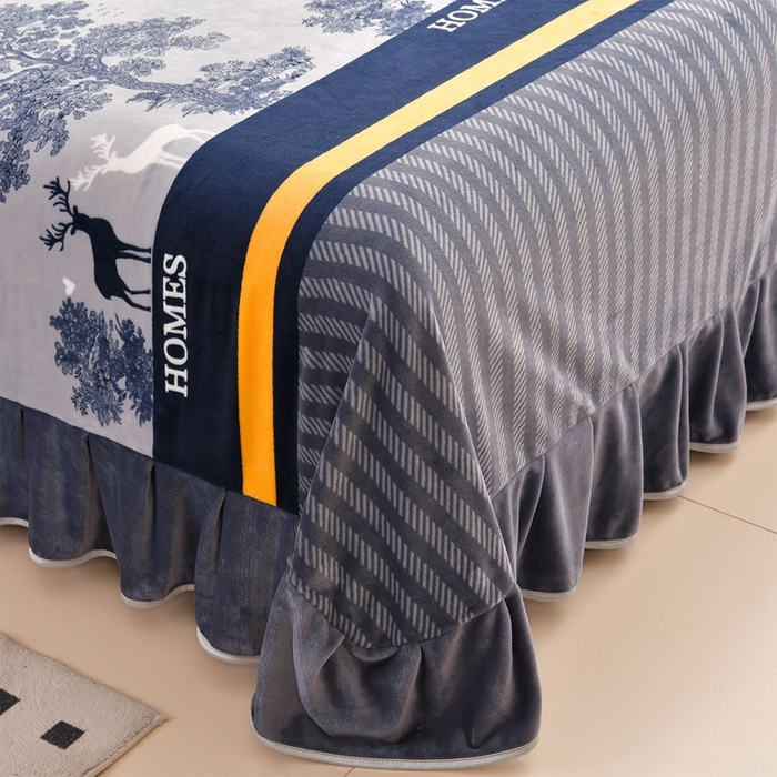 91家纺网 家纺一手货源 找家纺 赫本 2025新品8斤爆品牛奶绒四件套床裙款金雕绒法莱绒四套件 元气森林