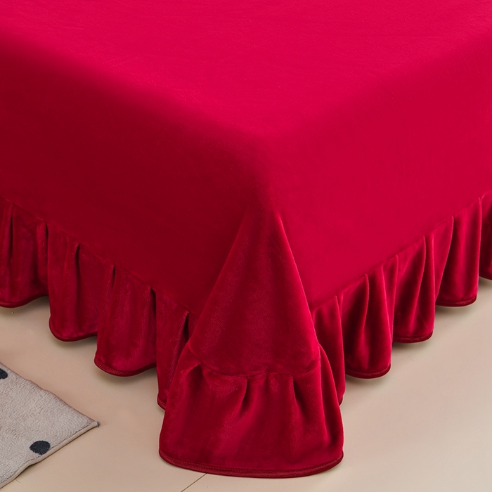 91家纺网 家纺一手货源 找家纺 赫本 2025新品8斤爆品牛奶绒四件套床裙款金雕绒法莱绒四套件 织梦-红