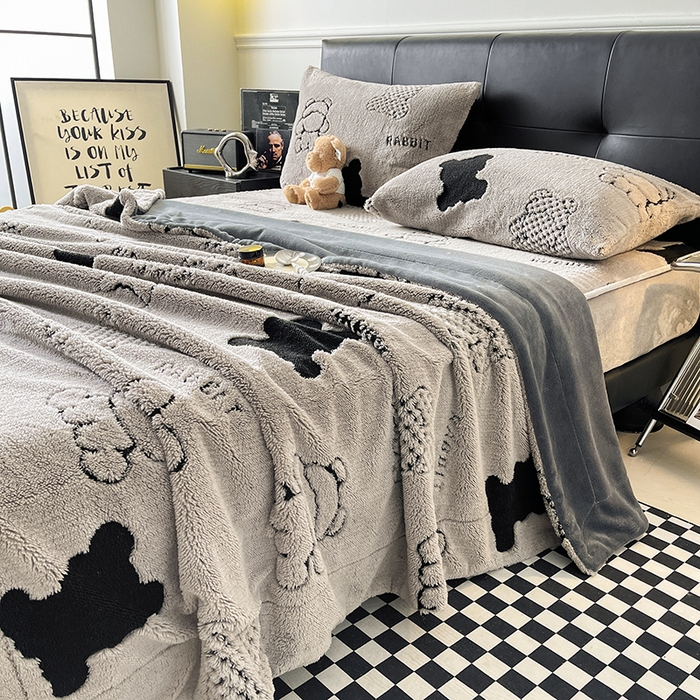 91家纺网 家纺一手货源 找家纺 欧邦 2025新款阳离子舒棉绒牛奶绒床笠单床笠床笠单件-可可熊 可可熊-灰色