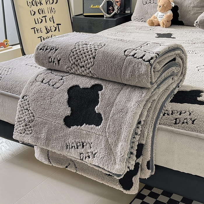 91家纺网 家纺一手货源 找家纺 欧邦 2025新款阳离子舒棉绒牛奶绒床笠单床笠床笠单件-可可熊 可可熊-灰色