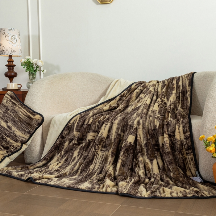 91家纺网 家纺一手货源 找家纺 库里梦家纺 2025新款跨境专供网红直播热款加厚兔毛绒毯可定做尺寸 印象派