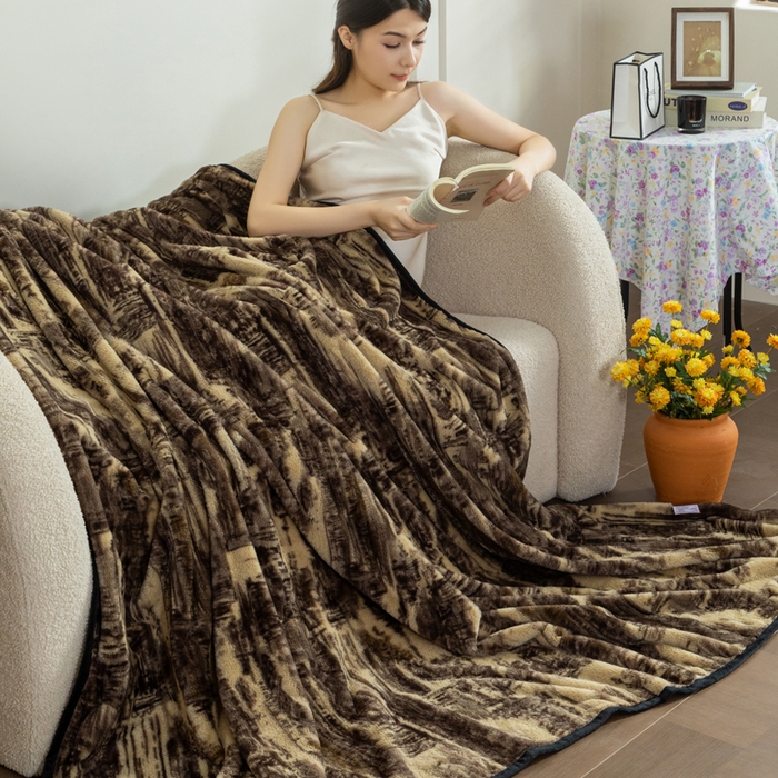 91家纺网 家纺一手货源 找家纺 库里梦家纺 2025新款跨境专供网红直播热款加厚兔毛绒毯可定做尺寸 印象派