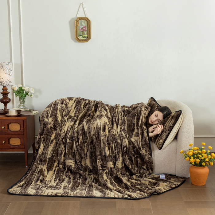 91家纺网 家纺一手货源 找家纺 库里梦家纺 2025新款跨境专供网红直播热款加厚兔毛绒毯可定做尺寸 印象派