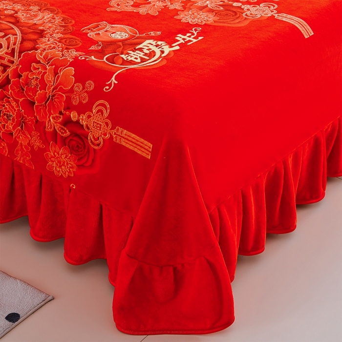 91家纺网 家纺一手货源 找家纺 赫本 2025新品8斤爆品牛奶绒四件套床裙款金雕绒法莱绒四套件 钟爱一生