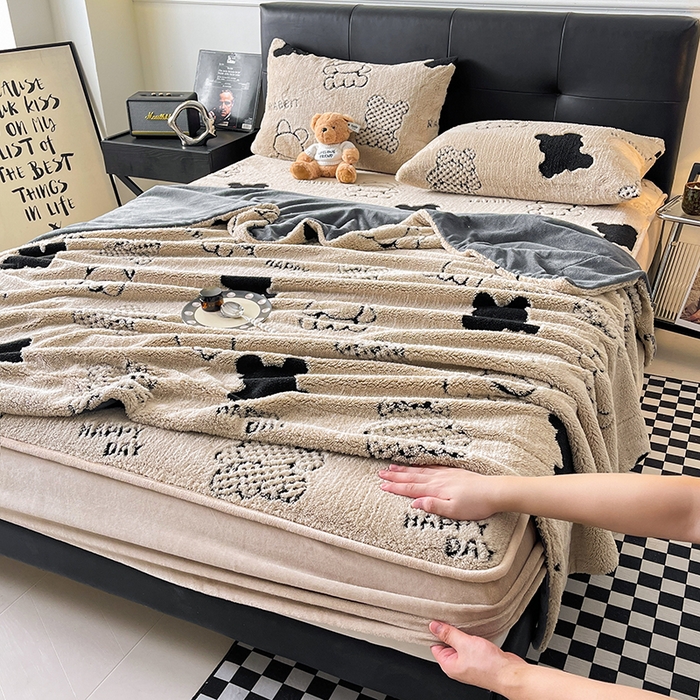 91家纺网 家纺一手货源 找家纺 欧邦 2025新款阳离子舒棉绒牛奶绒床笠单床笠床笠单件-可可熊 可可熊-咖色