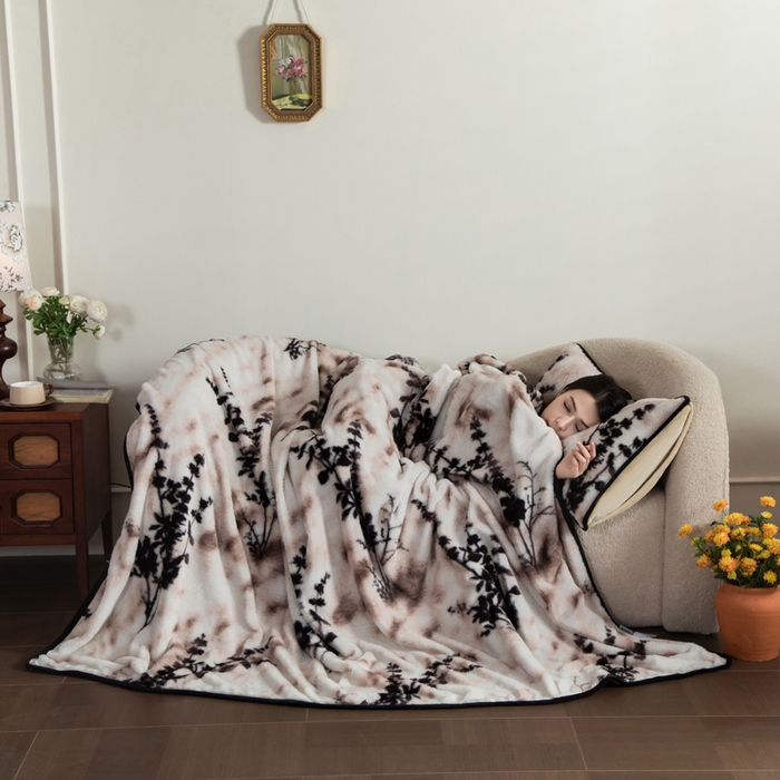 91家纺网 家纺一手货源 找家纺 库里梦家纺 2025新款跨境专供网红直播热款加厚兔毛绒毯可定做尺寸 诛仙草-粉