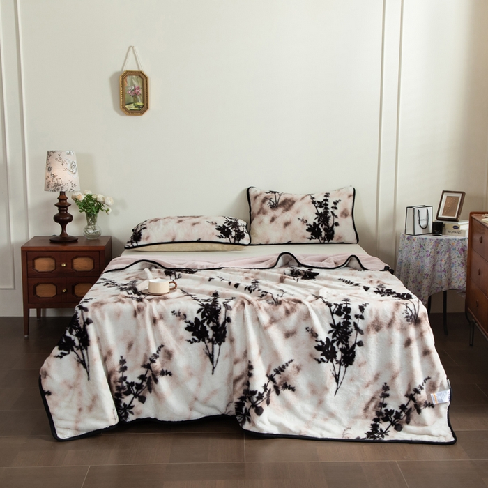 91家纺网 家纺一手货源 找家纺 库里梦家纺 2025新款跨境专供网红直播热款加厚兔毛绒毯可定做尺寸 诛仙草-粉