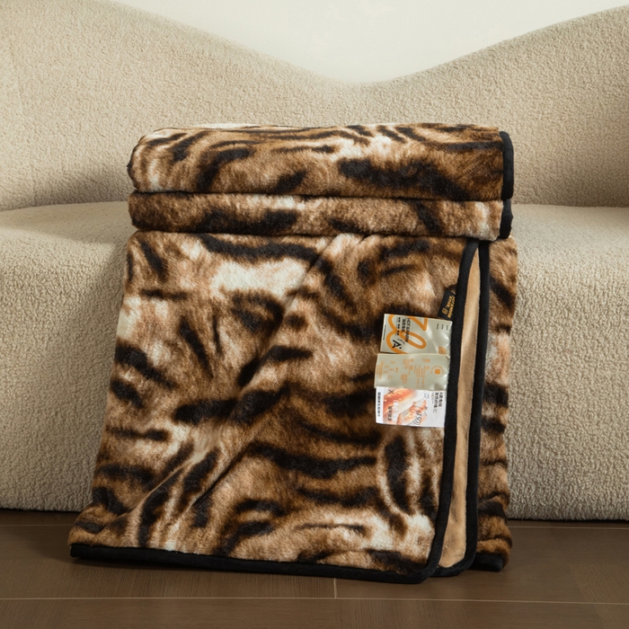 91家纺网 家纺一手货源 找家纺 库里梦家纺 2025新款跨境专供网红直播热款加厚兔毛绒毯可定做尺寸 虎皮纹