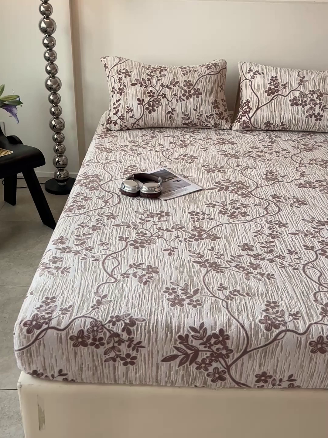 91家纺网 家纺一手货源 找家纺 格真 2025秋冬新款立体剪花雕花牛奶绒床笠单品床笠单件单床笠 安雅-咖