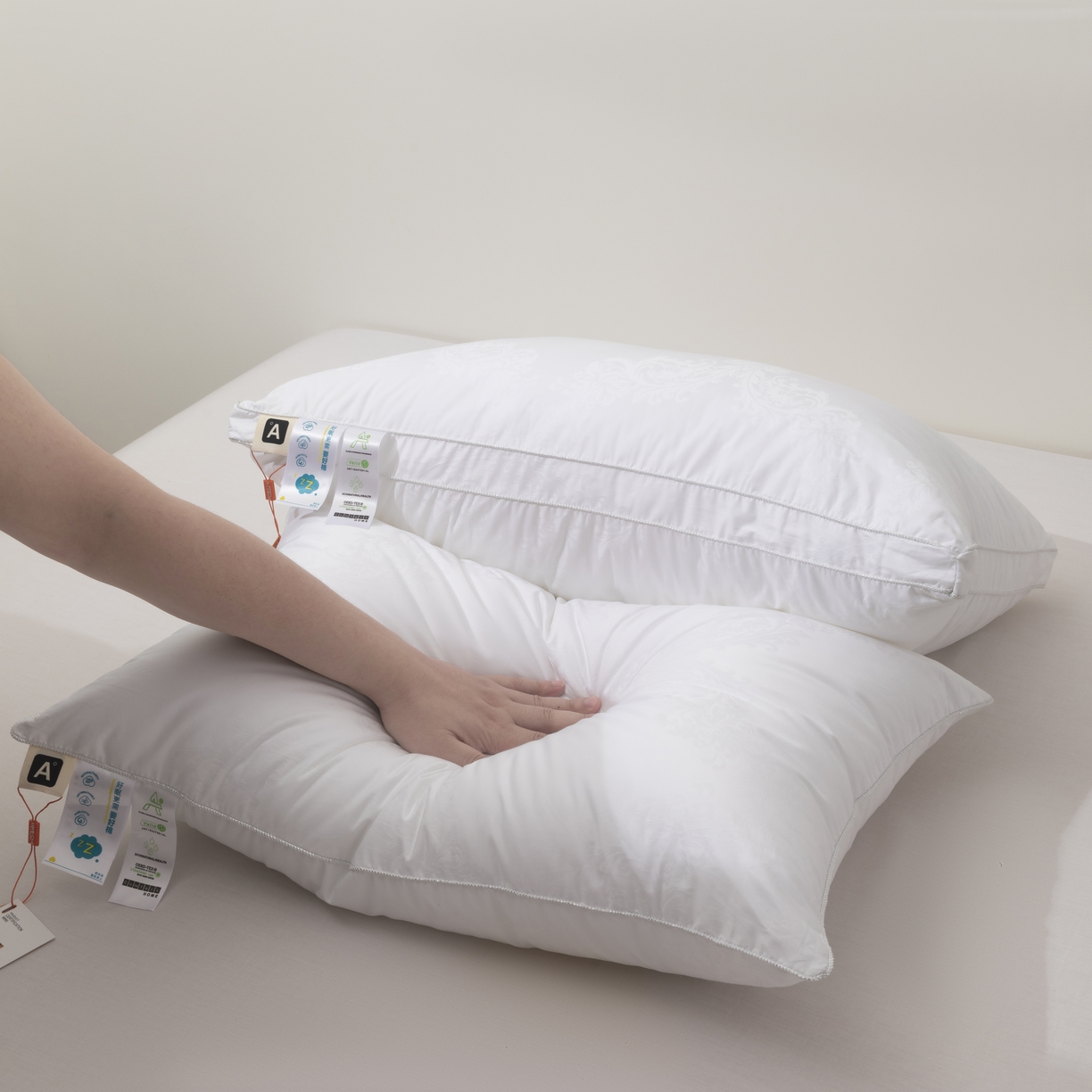 91家纺网 家纺一手货源 找家纺 （总）露函 2025新款全棉80S提花款酒店枕枕头枕芯