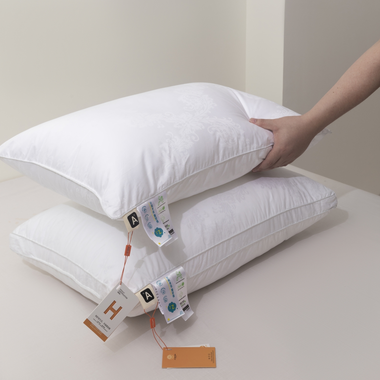 91家纺网 家纺一手货源 找家纺 （总）露函 2025新款全棉80S提花款酒店枕枕头枕芯