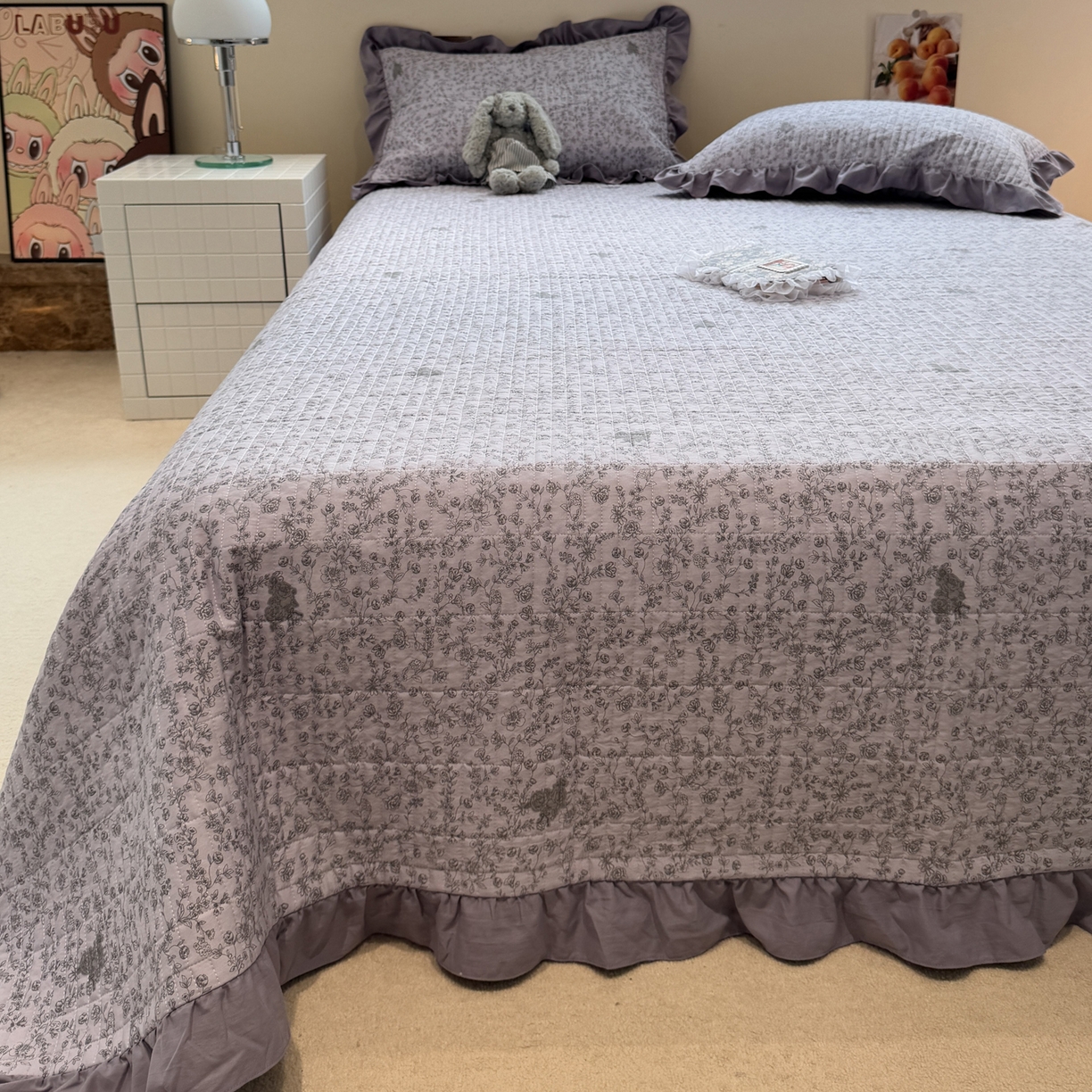 91家纺网 家纺一手货源 找家纺 （总）一加一 2025新款软糯亲肤印花床盖三件套