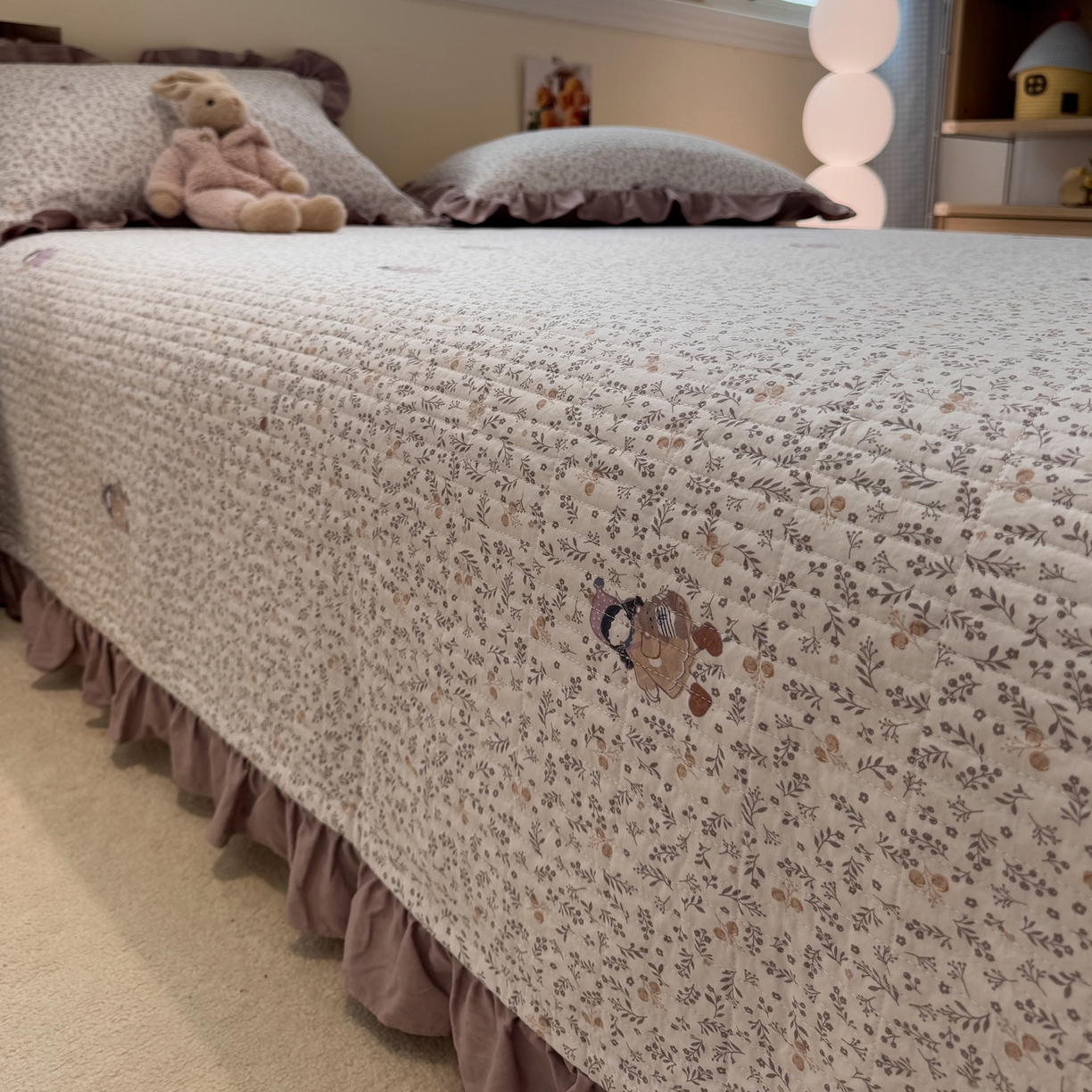 91家纺网 家纺一手货源 找家纺 一加一 2025新款软糯亲肤印花床盖三件套 豆蔻