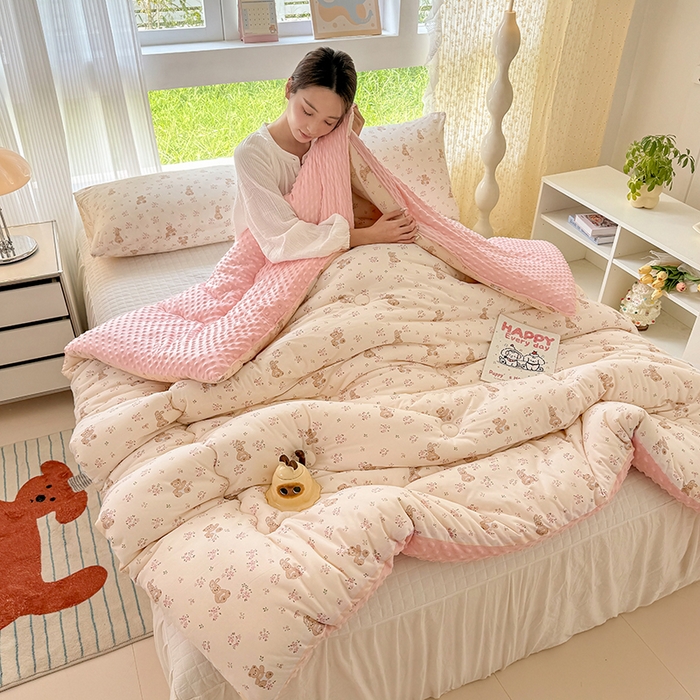 91家纺网 家纺一手货源 找家纺 （总）天瑜家纺 2025新款针织棉豆豆绒大豆被冬被被子被芯