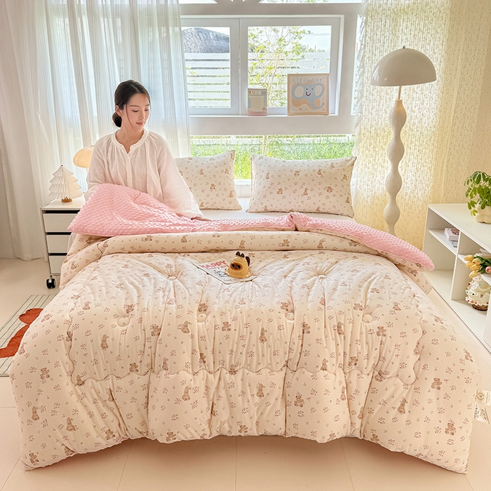 91家纺网 家纺一手货源 找家纺 （总）天瑜家纺 2025新款针织棉豆豆绒大豆被冬被被子被芯