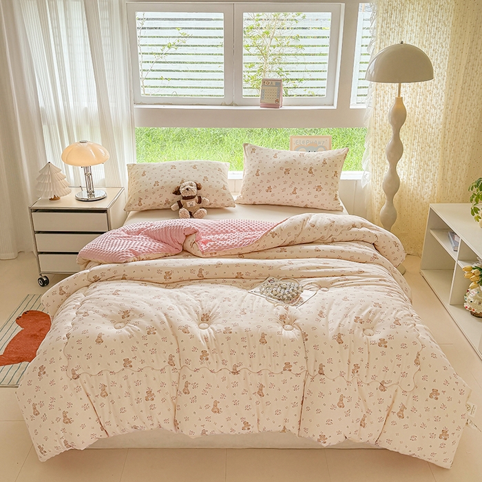 91家纺网 家纺一手货源 找家纺 （总）天瑜家纺 2025新款针织棉豆豆绒大豆被冬被被子被芯