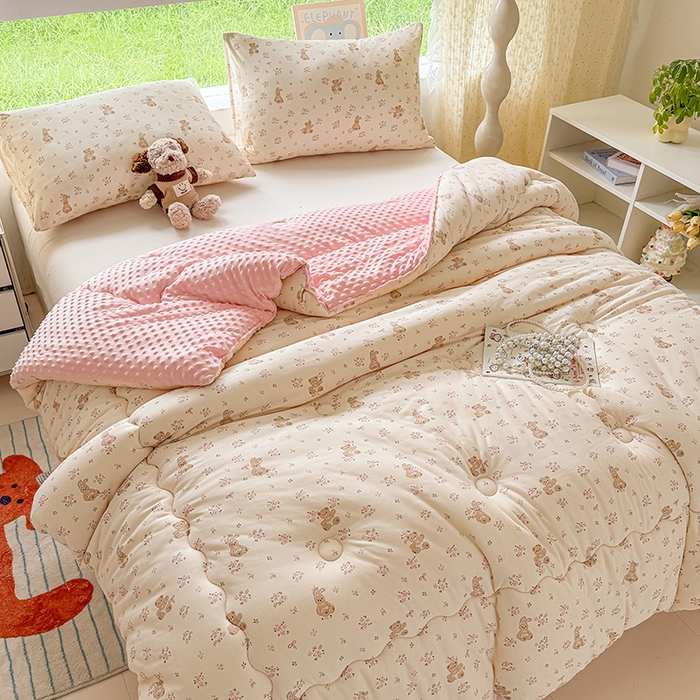 91家纺网 家纺一手货源 找家纺 （总）天瑜家纺 2025新款针织棉豆豆绒大豆被冬被被子被芯