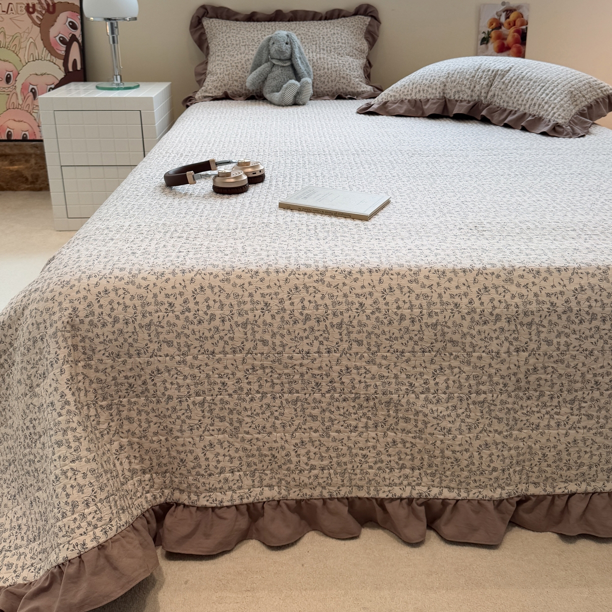 91家纺网 家纺一手货源 找家纺 一加一 2025新款软糯亲肤印花床盖三件套 赫拉