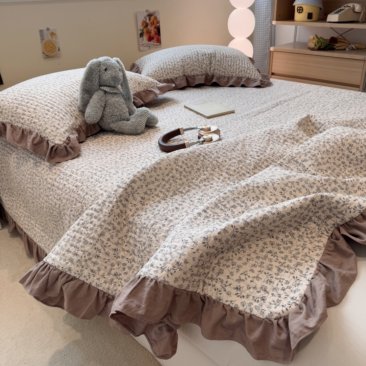 91家纺网 家纺一手货源 找家纺 一加一 2025新款软糯亲肤印花床盖三件套 赫拉