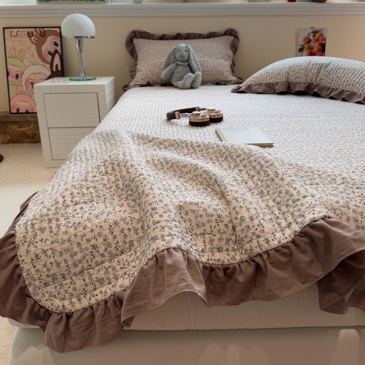 91家纺网 家纺一手货源 找家纺 一加一 2025新款软糯亲肤印花床盖三件套 赫拉