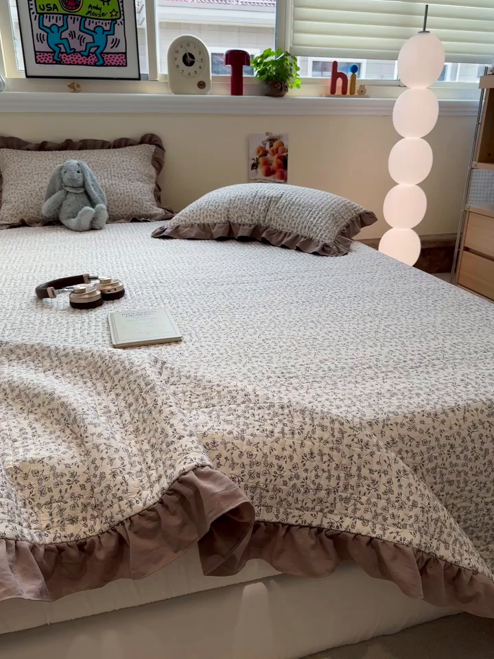 91家纺网 家纺一手货源 找家纺 一加一 2025新款软糯亲肤印花床盖三件套 赫拉